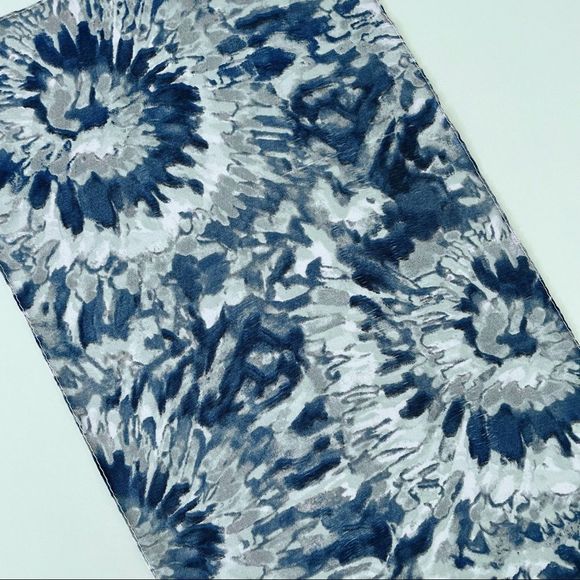 Tie Dye Swirl Print Dusty Indigo Long Scarf - Picture 3 of 5